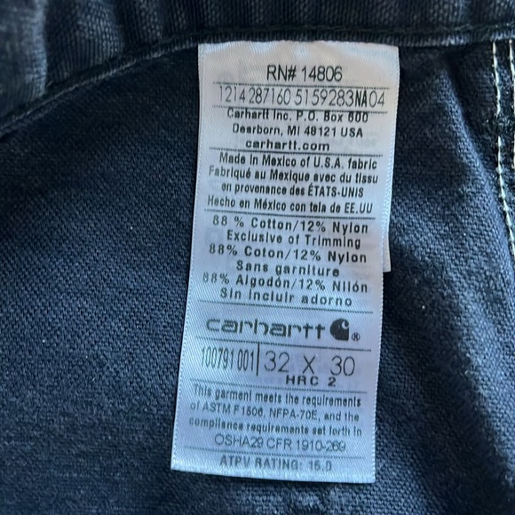 Carhartt FR Dungaree Pants - Men’s 32” x 30” black - Picture 5 of 5